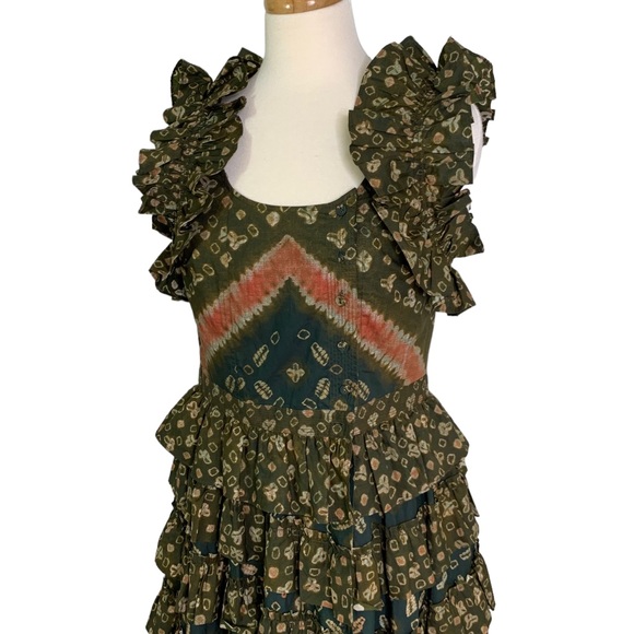 ULLA JOHNSON Nia asymmetric ruffled printed cotton poplin midi dress 8 NWT - Picture 4 of 12